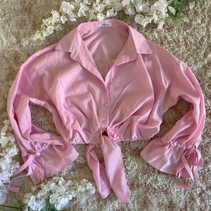 Button down blouse, crop top | Women’s Size M | Color Pink | Elenza by L&L